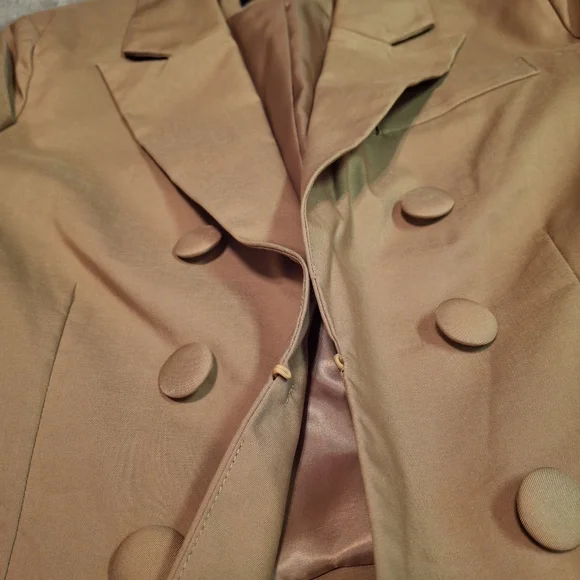 7 For All Mankind Cropped Button Long Sleeve Gold Blazer Women Size Medium - Picture 10 of 16